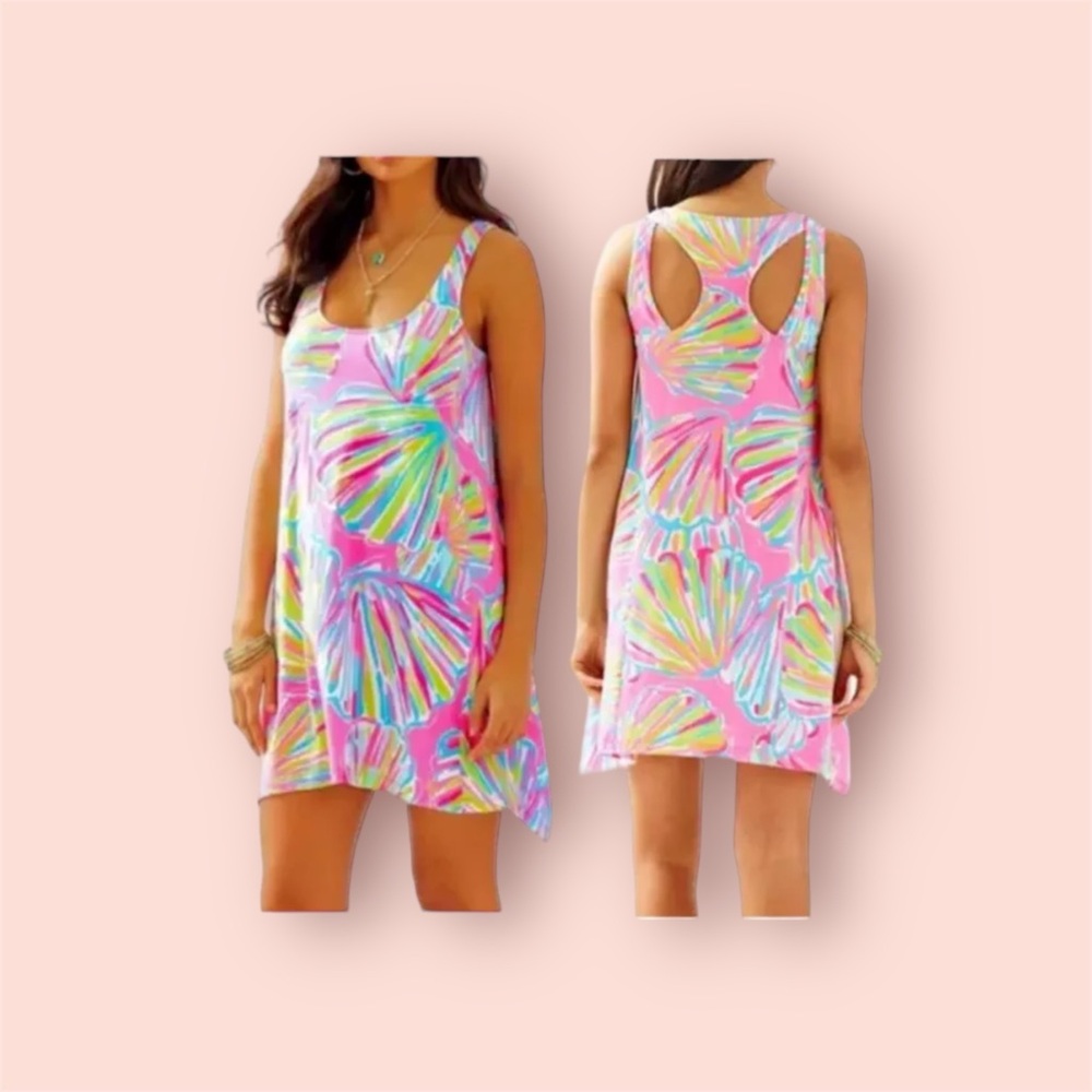 Lilly Pulitzer Pink Scallop Shell Racerback Pima Monterey Tank Dress small